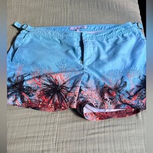 Orlebar Brown Blue and Red Coral Swim Trunks